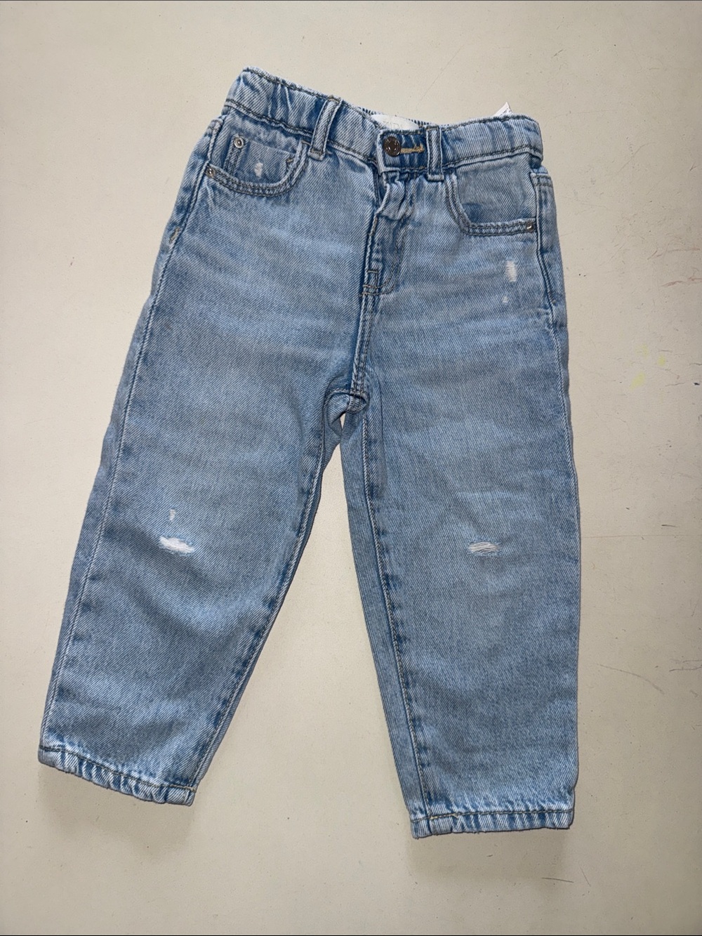 Light Wash Kids Denim Jeans - Elastic Waist - ZARA